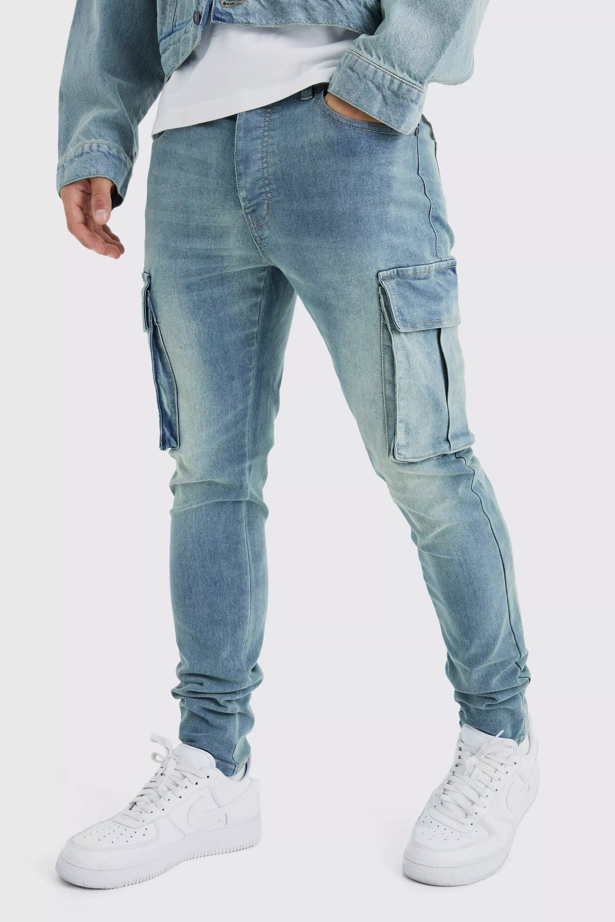 Blue Skinny Stretch Cargo Jean