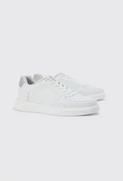 Faux Leather Panel Detail Sneaker White