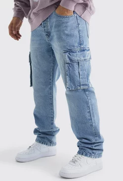 Relaxed Rigid Cargo Jeans Light blue