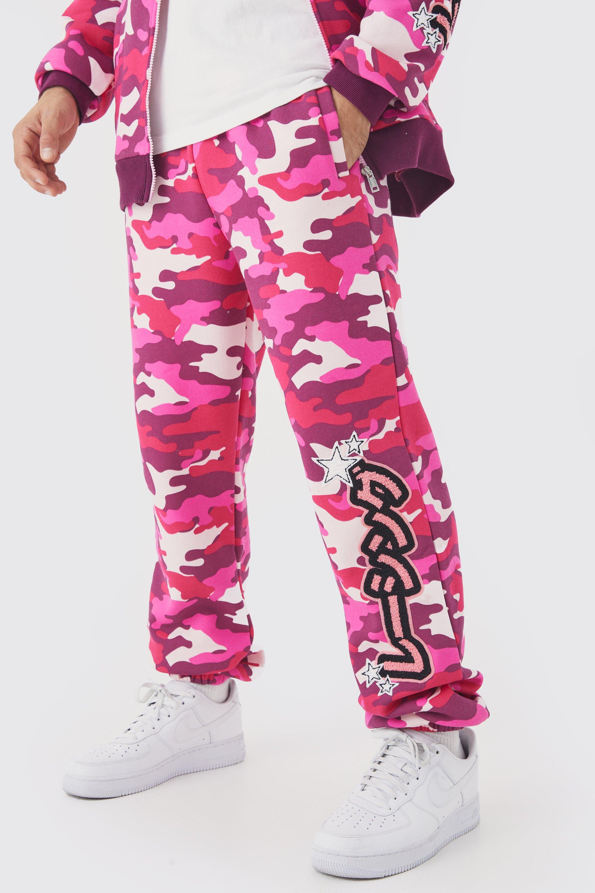 Camo store joggers pink