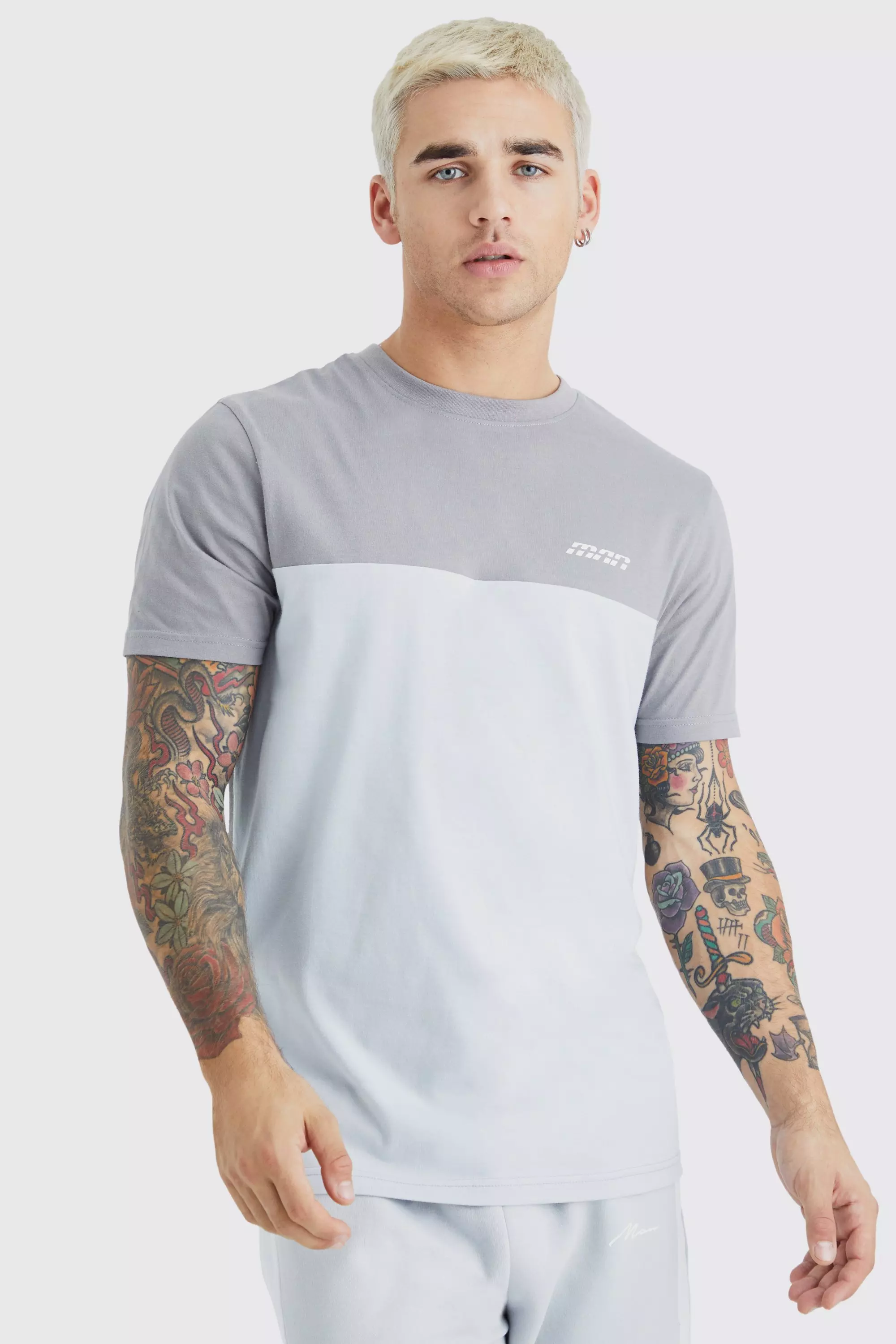 Slim Colour Block T-shirt Charcoal