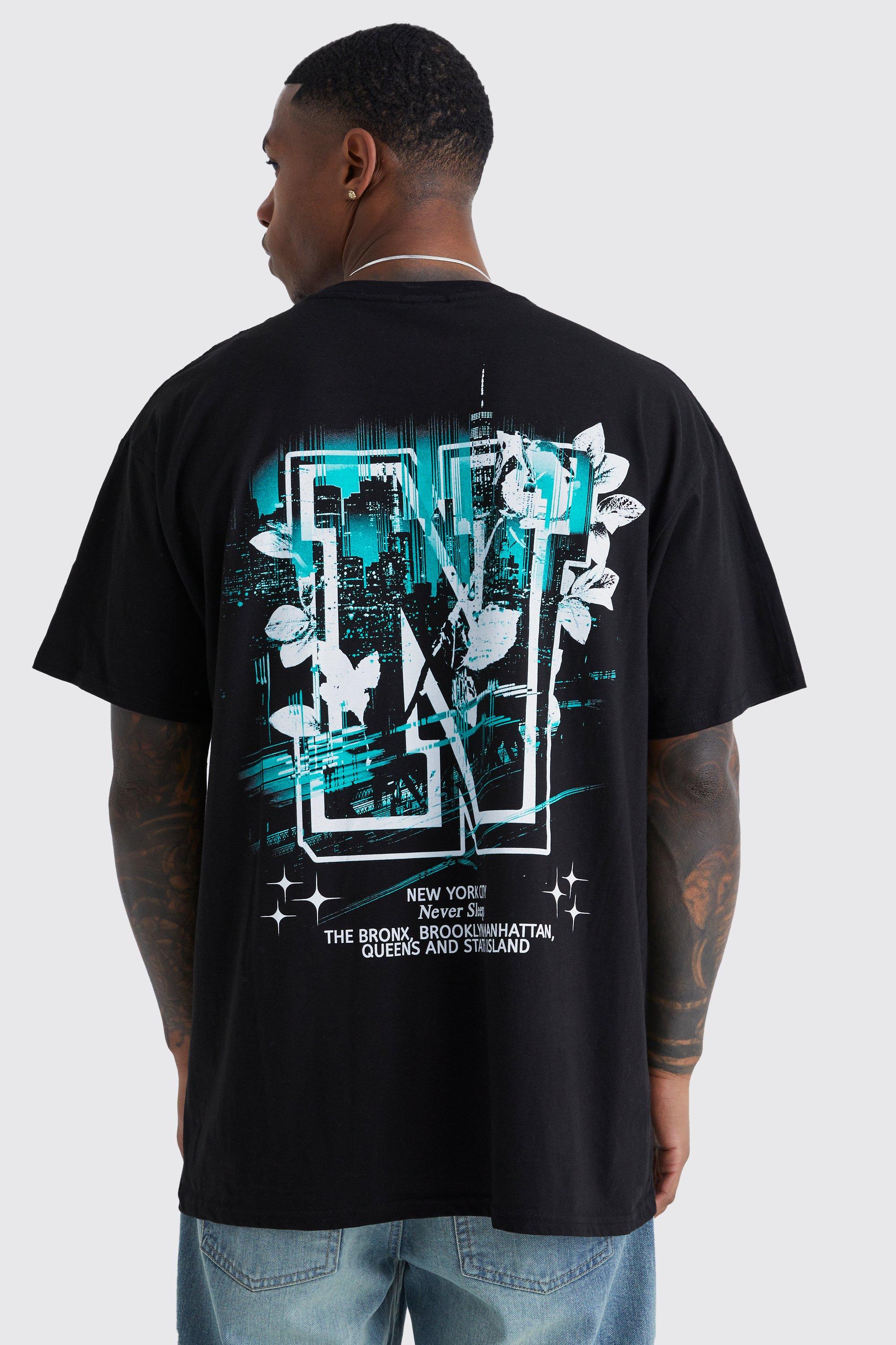 boohooMAN Oversized New York Graphic T-Shirt - Black - Size L