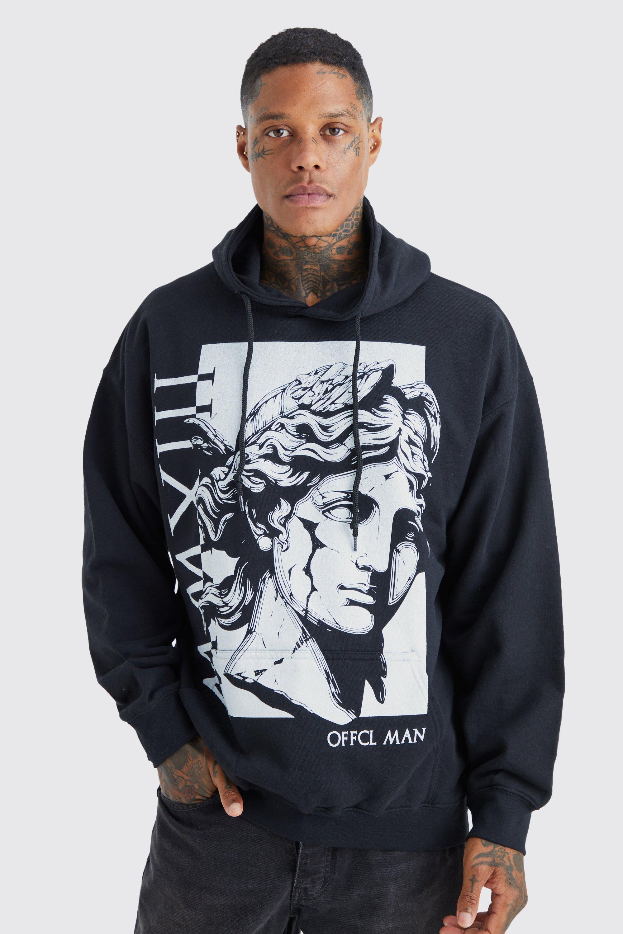 Boohooman black and online white hoodie