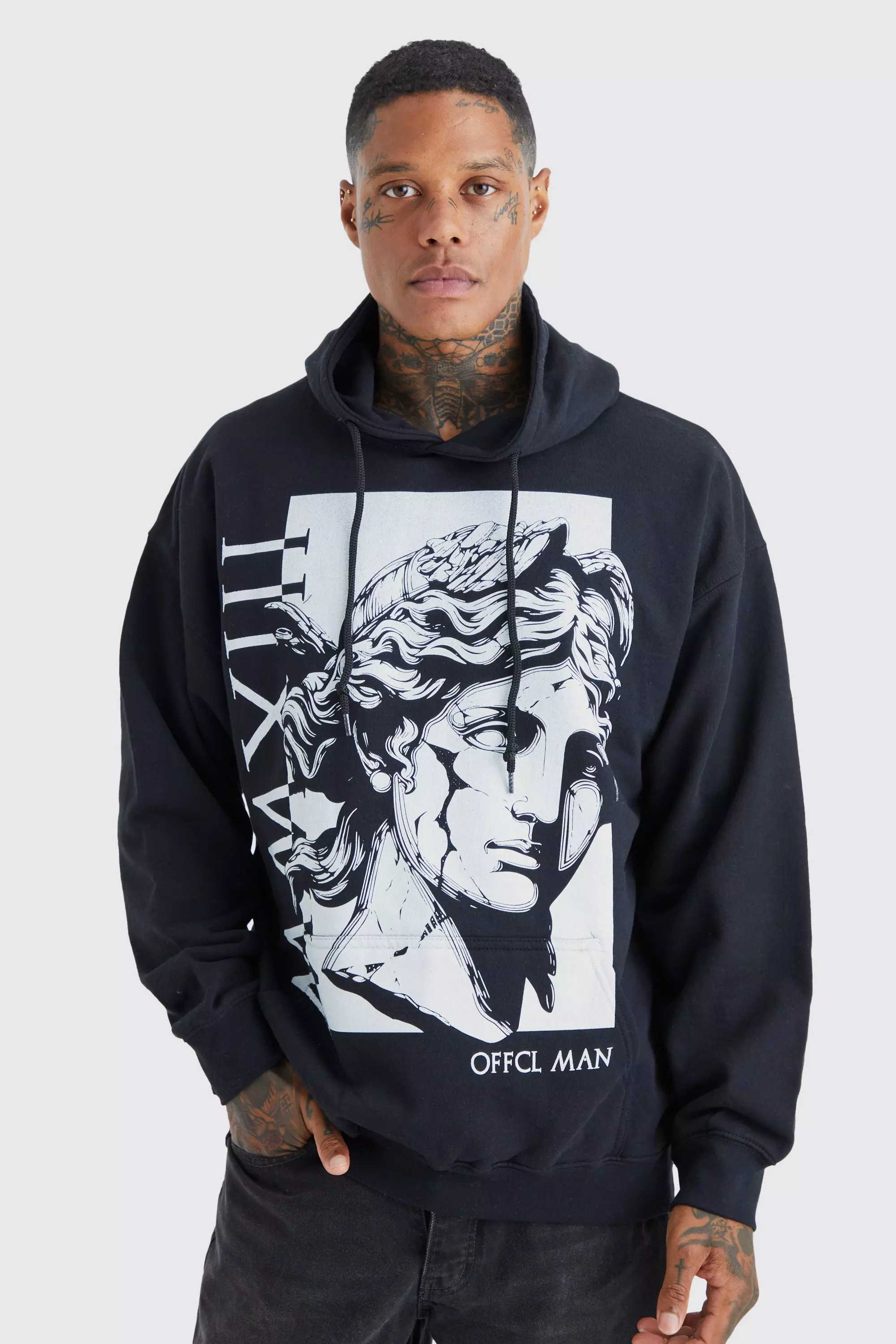 Oversized Renaissance Graphic Hoodie boohooMAN USA