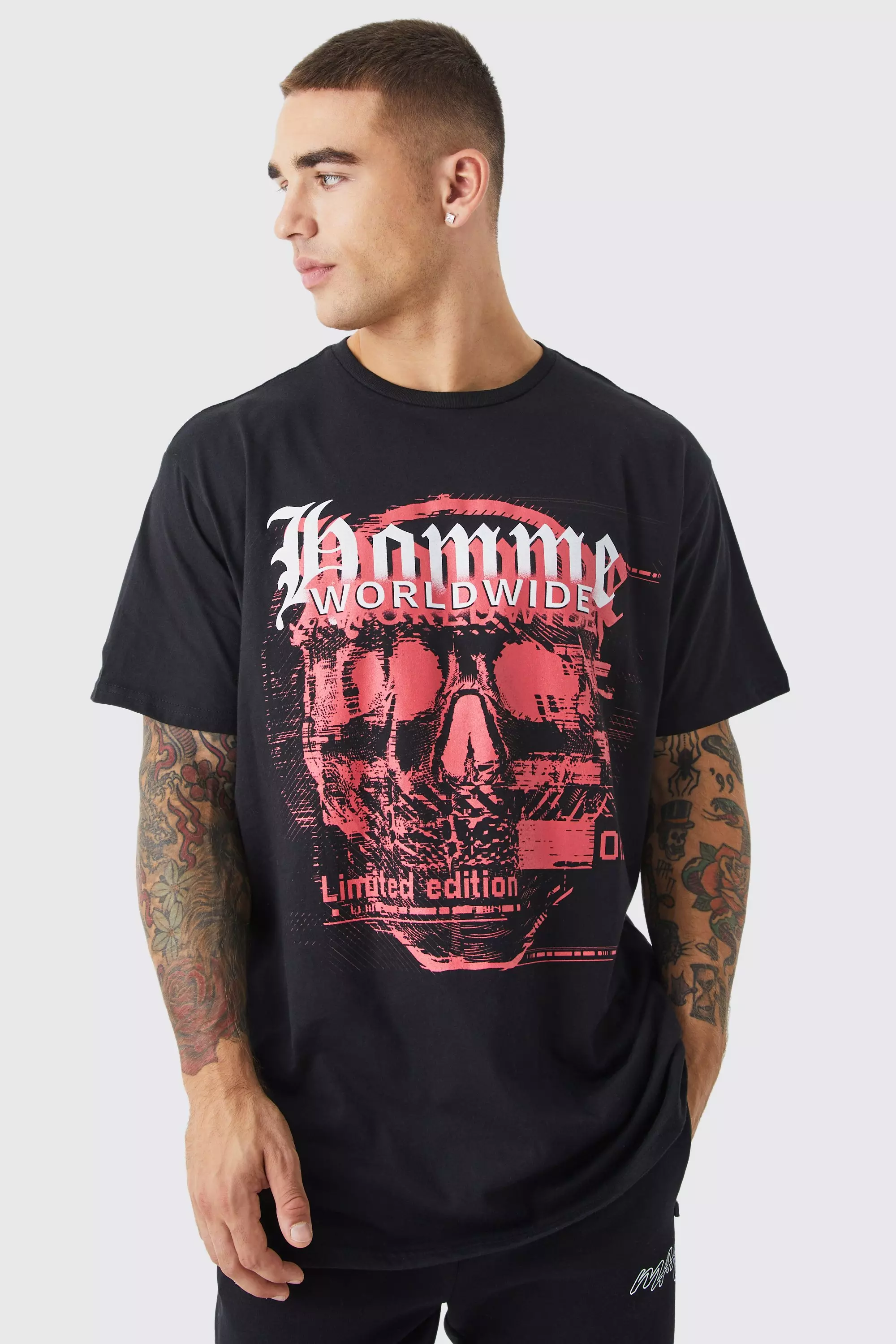 Oversized Graphic Skull T-shirt black