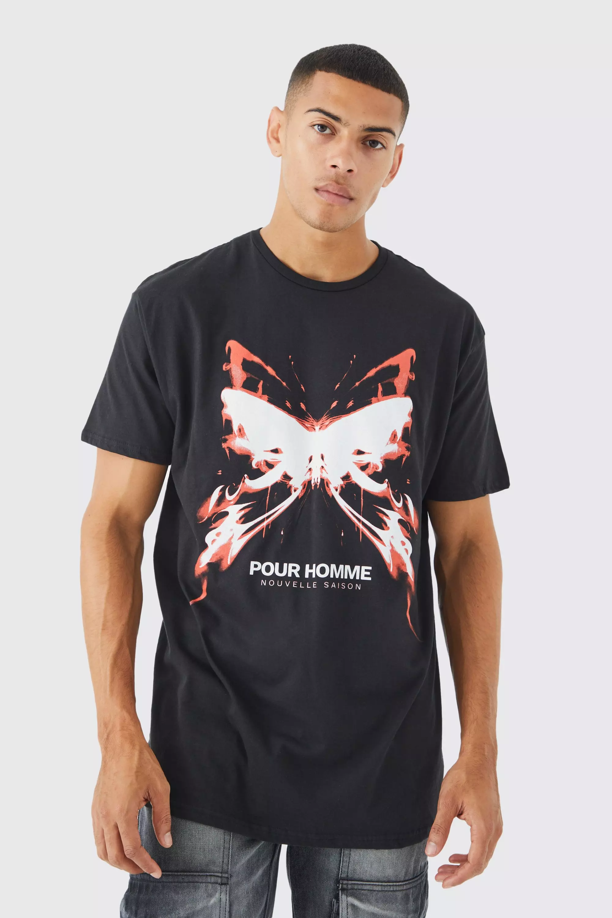 Black Oversized Butterfly Graphic T-shirt