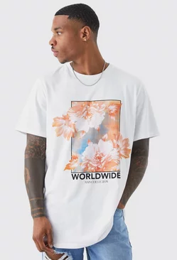 White Worldwide Floral Graphic T-shirt