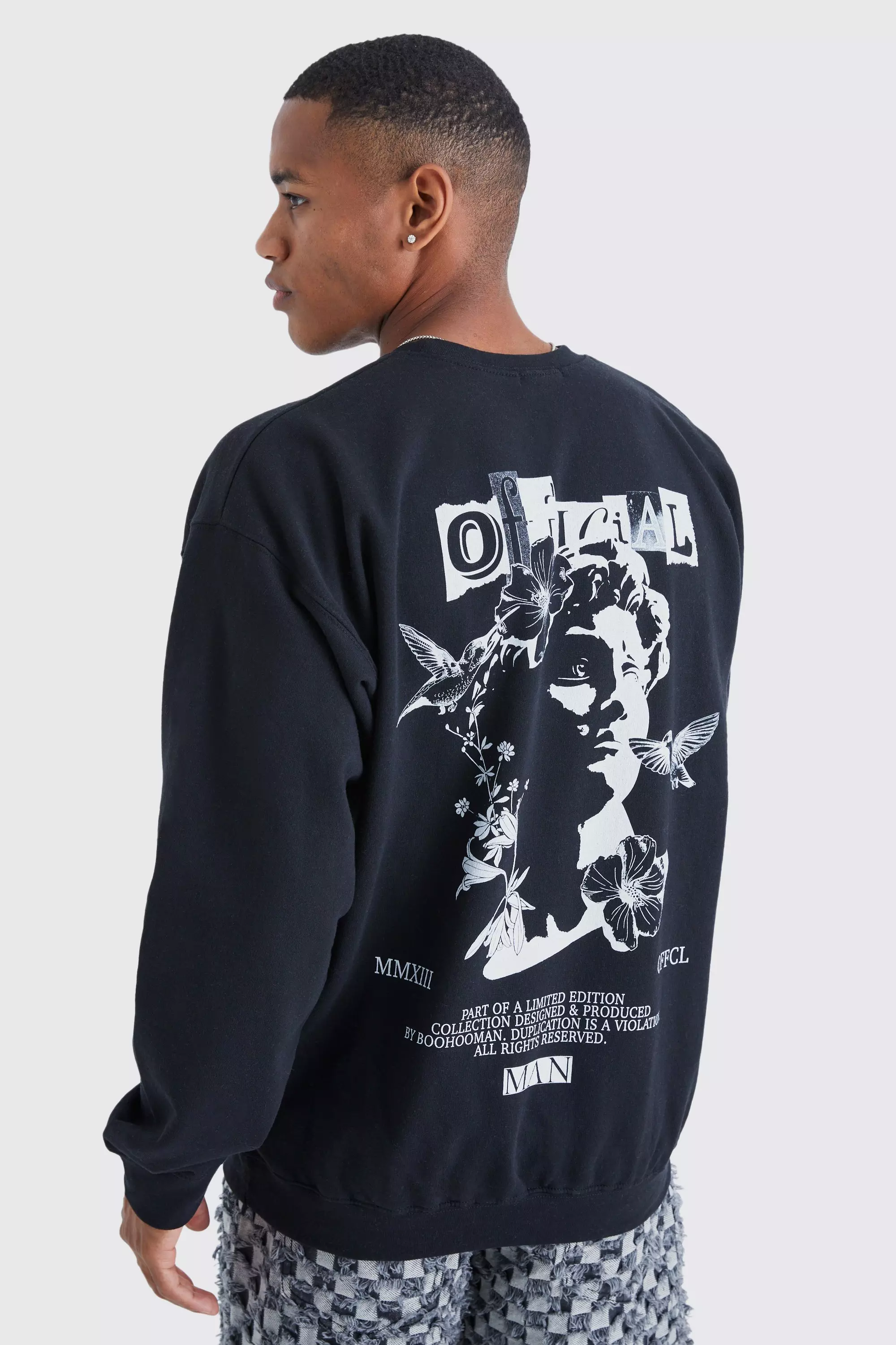 Oversized Renaissance Graphic Sweatshirt Black