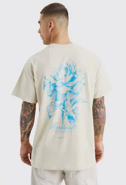 Oversized Worldwide Floral Graphic T-shirt Ecru