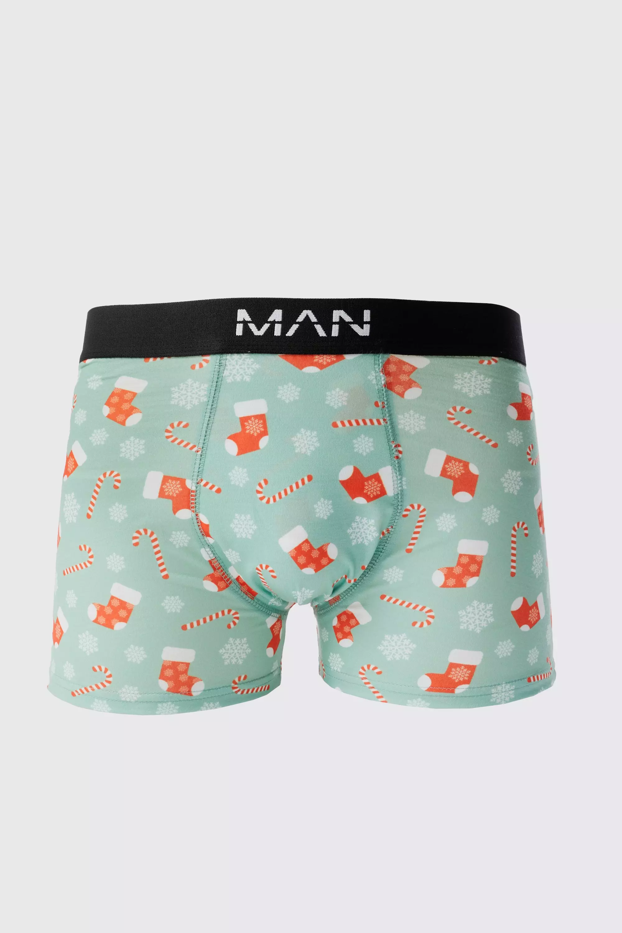 Christmas Candy Cane Print Boxers Sage