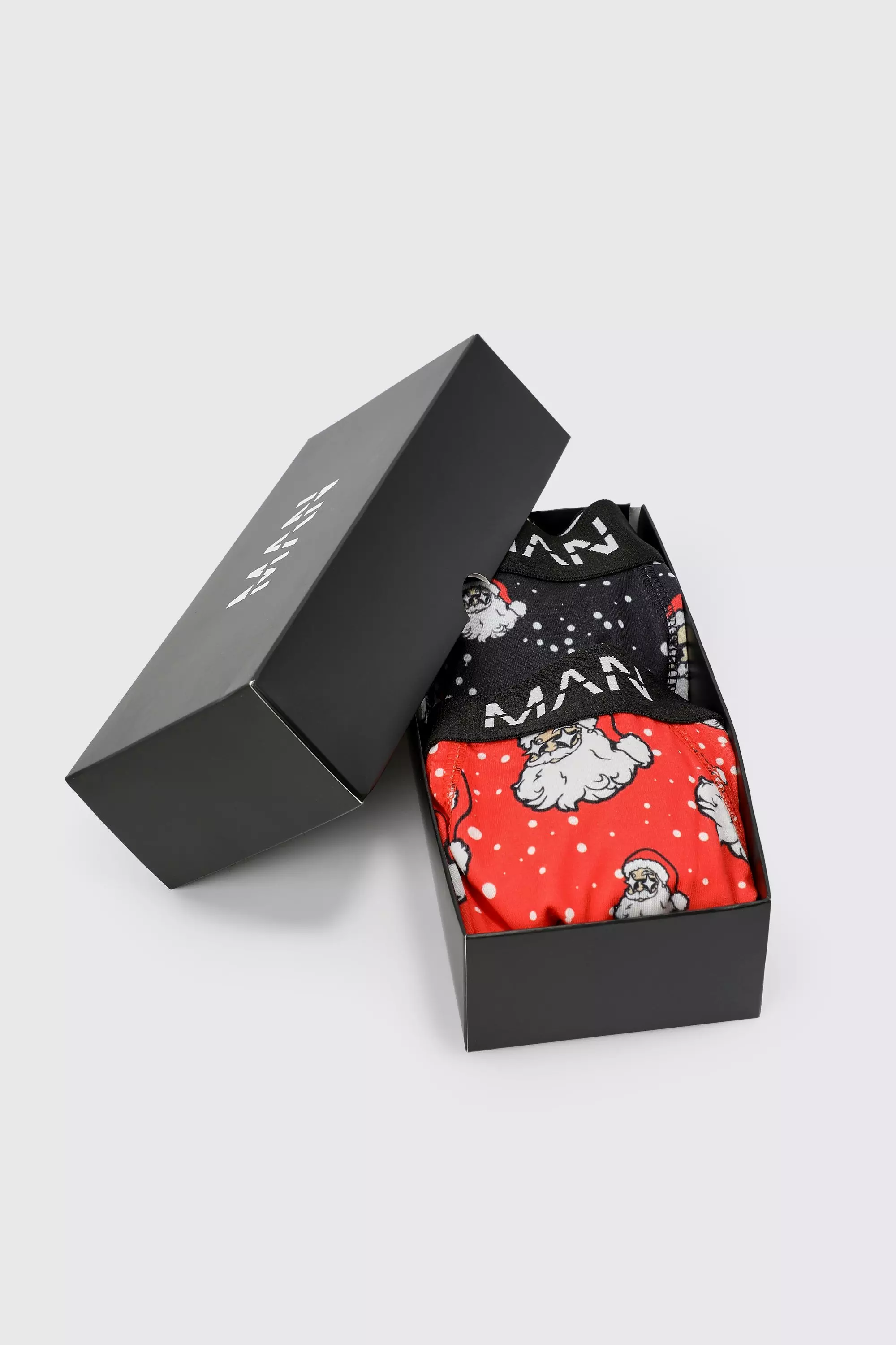 2 Pack Santa Print Boxers In Giftbox Multi