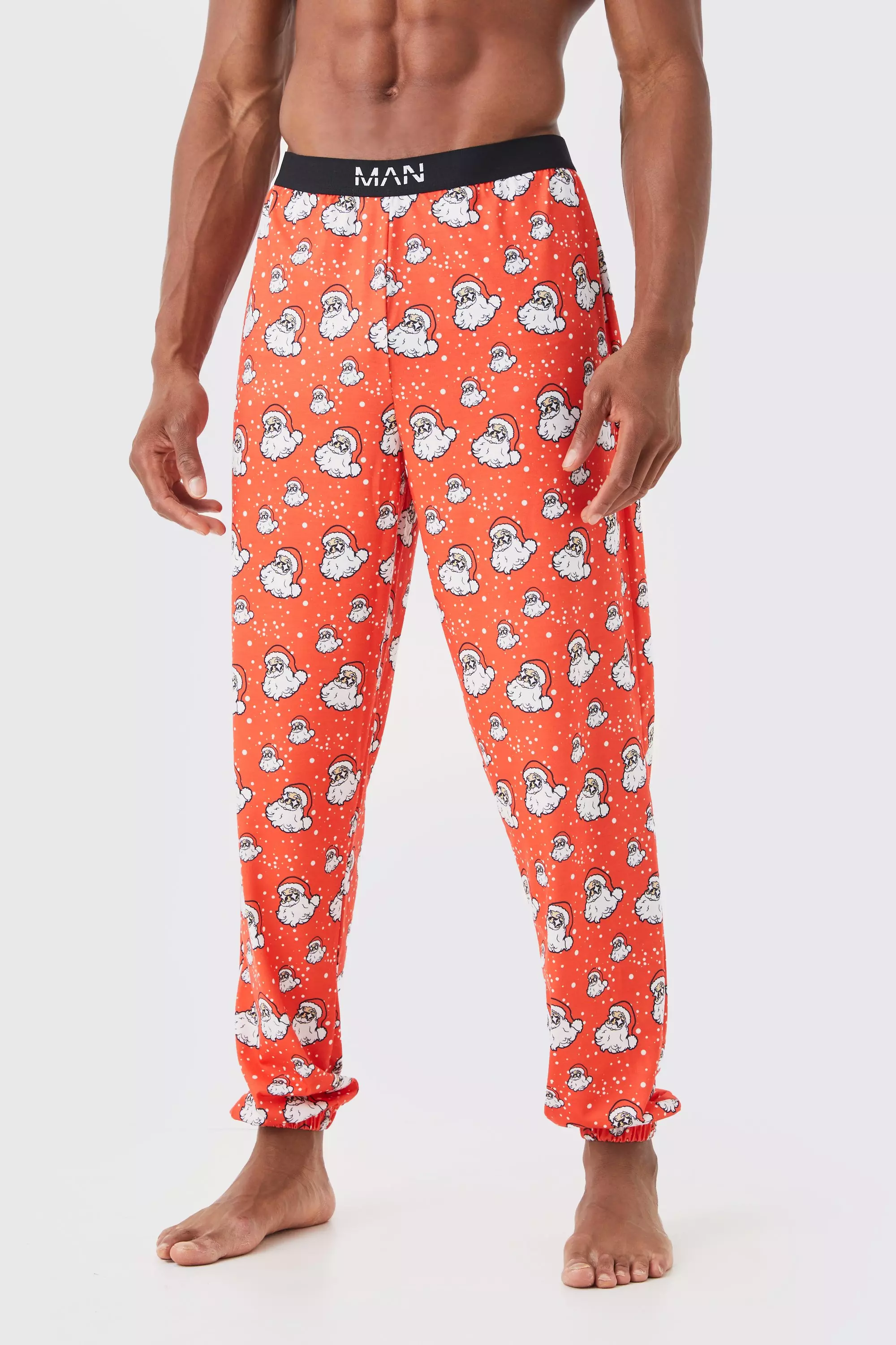 Red Kerstman Lounge Broek Met Print alternatieve afbeelding
