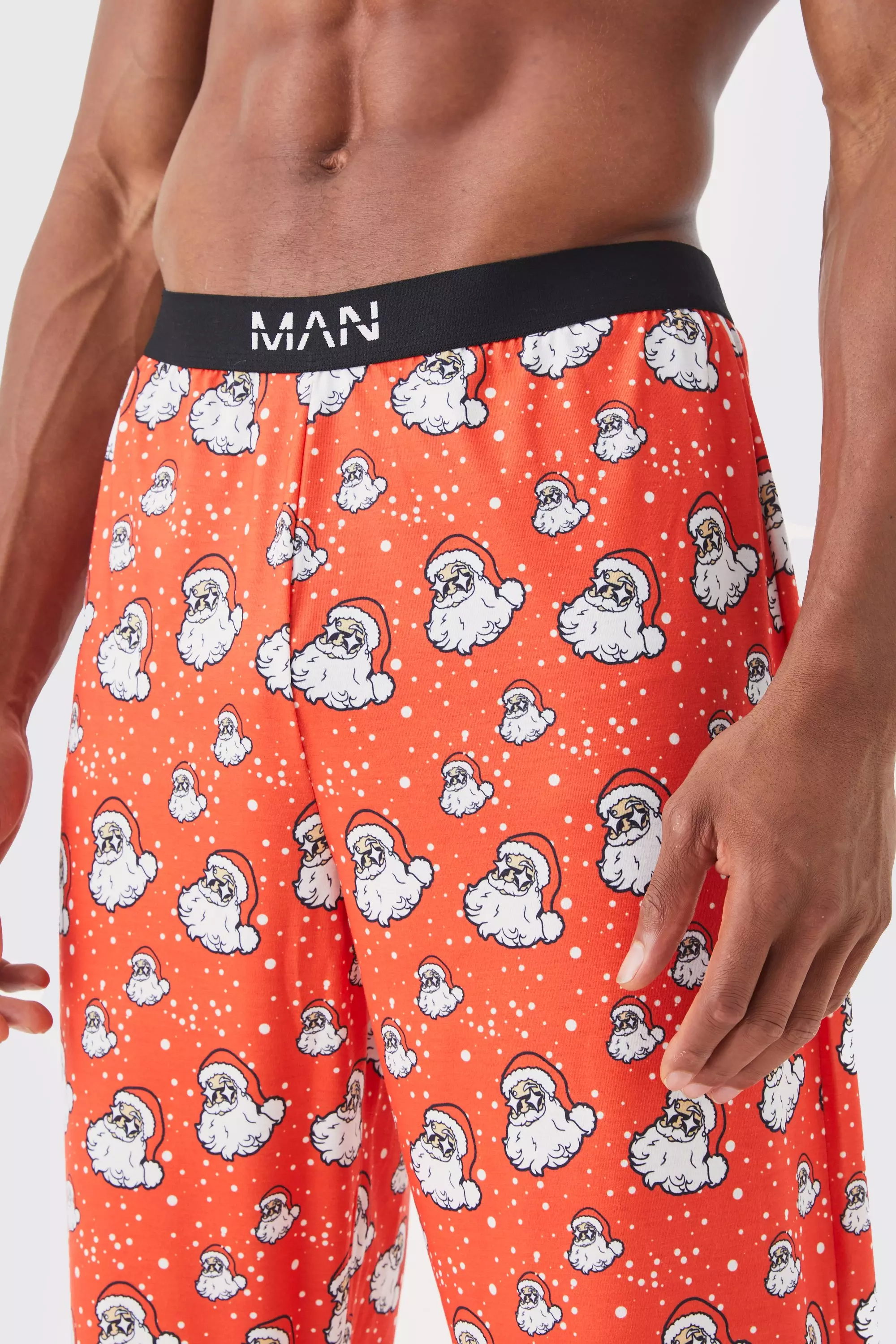 Red Kerstman Lounge Broek Met Print alternatieve afbeelding