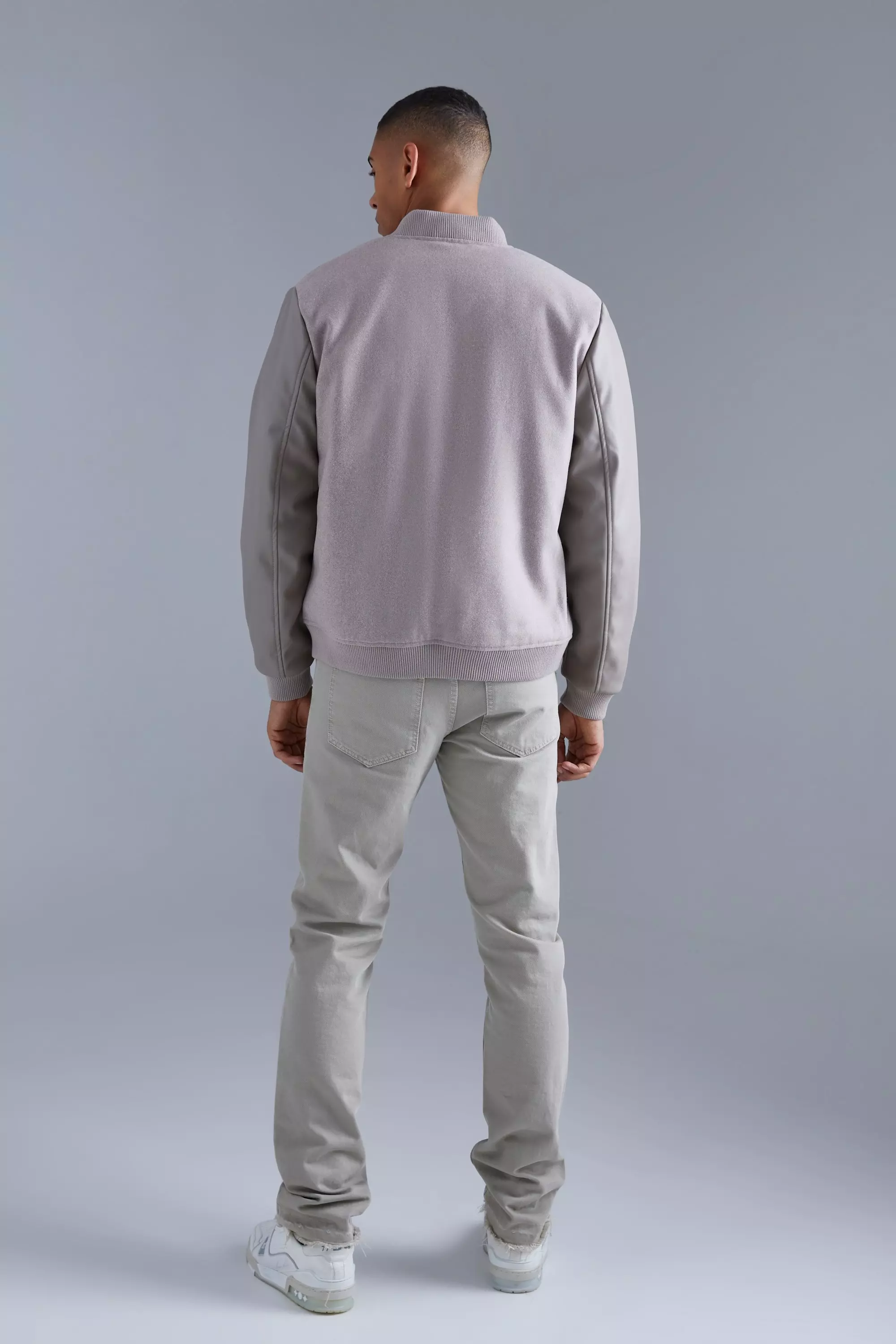 Melton Bomberjacke mit PU-Aufnäher, Grey alternatives Bild