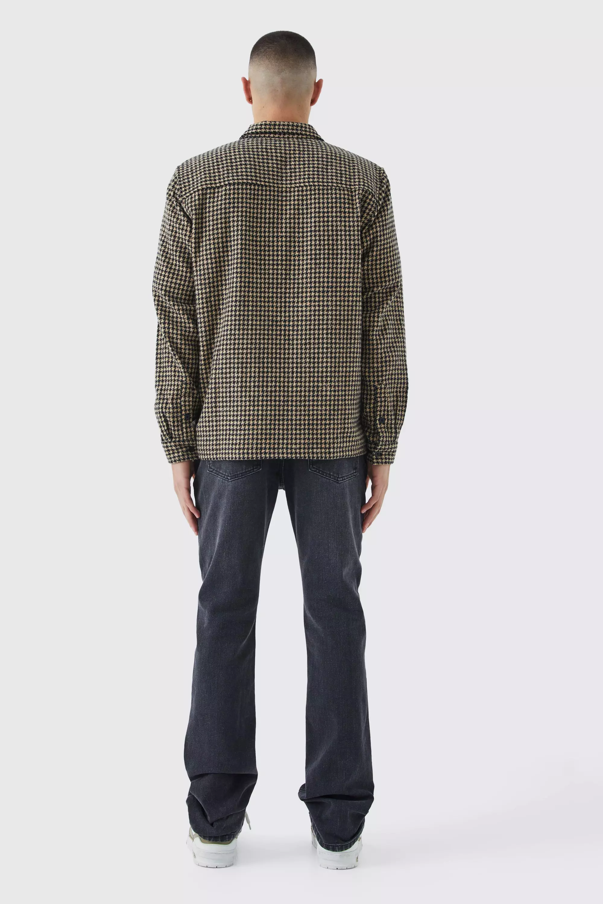 Tan Jacquard Dogtooth Overhemd Met Rits alternatieve afbeelding