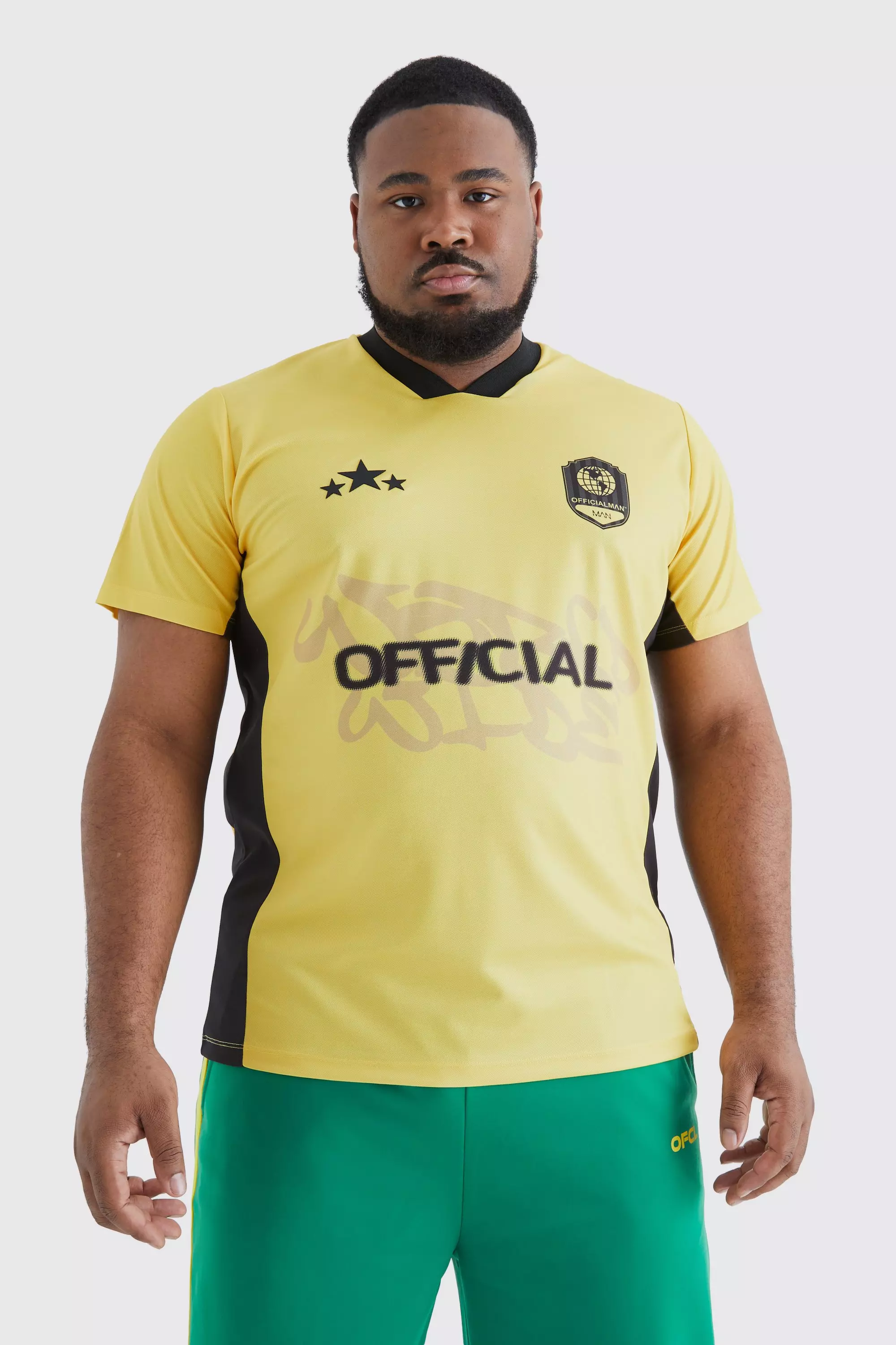 Plus Official Short Sleeve Football Shirt Yellow