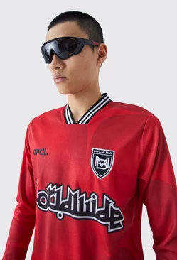 Red Worldwide Long Sleeve Football Shirt