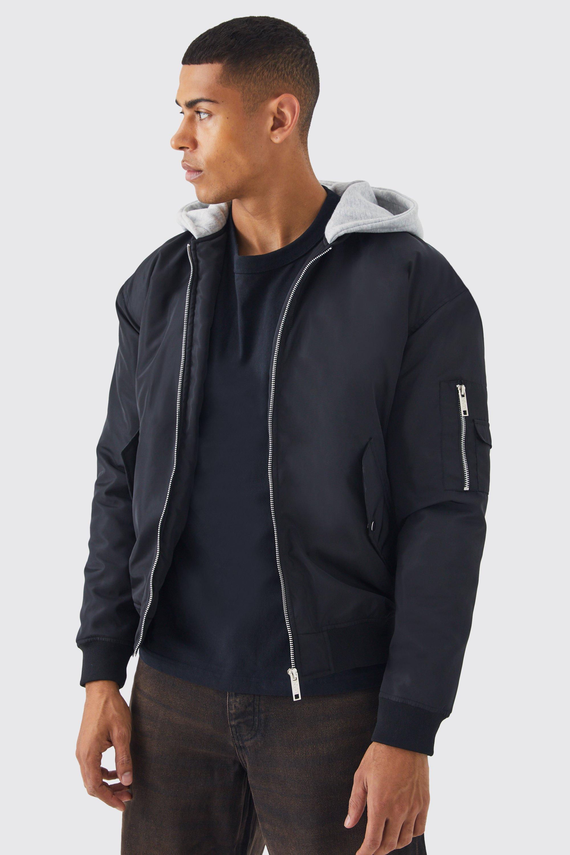 Bomber jacket with online hood