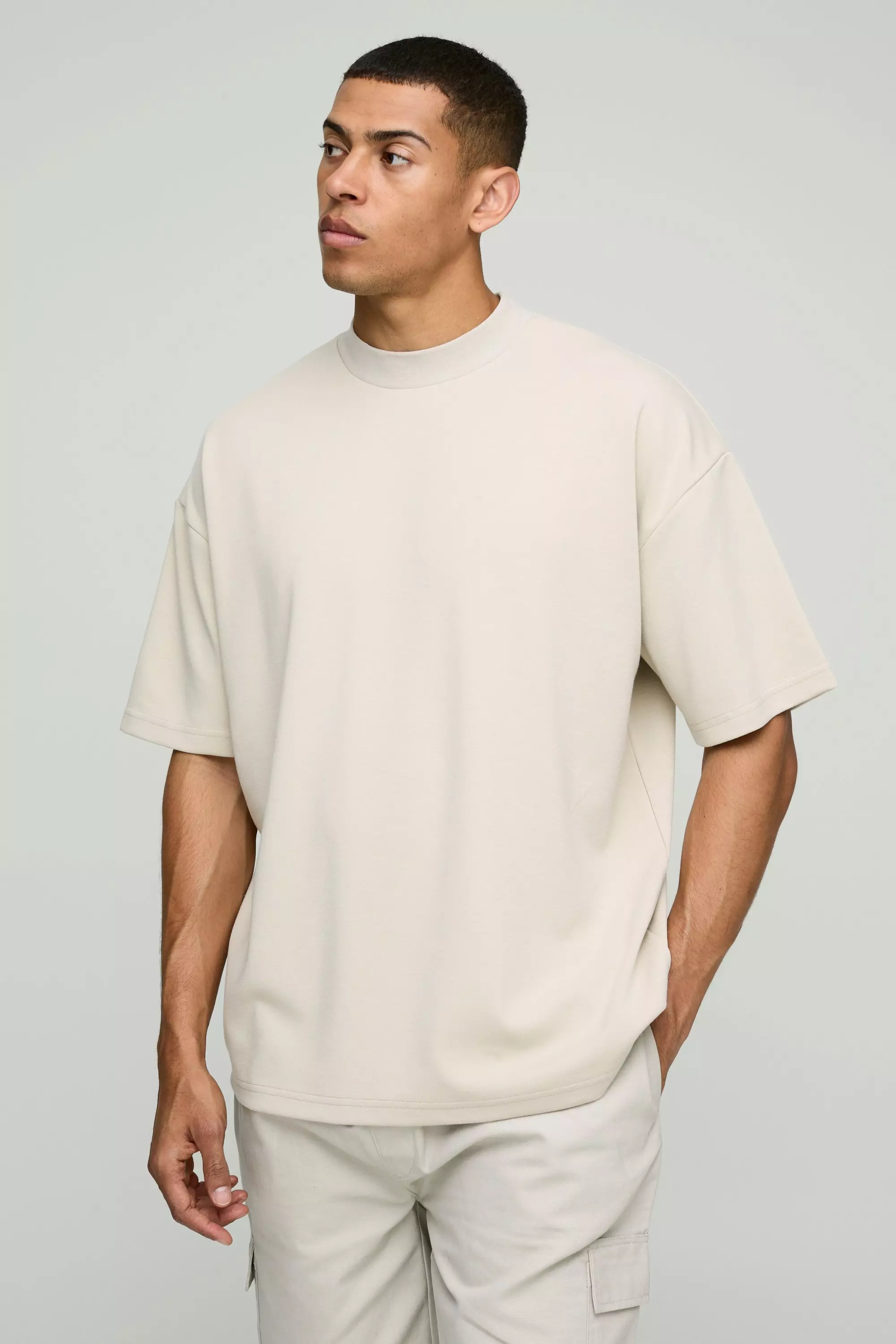 Oversized Drop Shoulder Open Stitch T-shirt