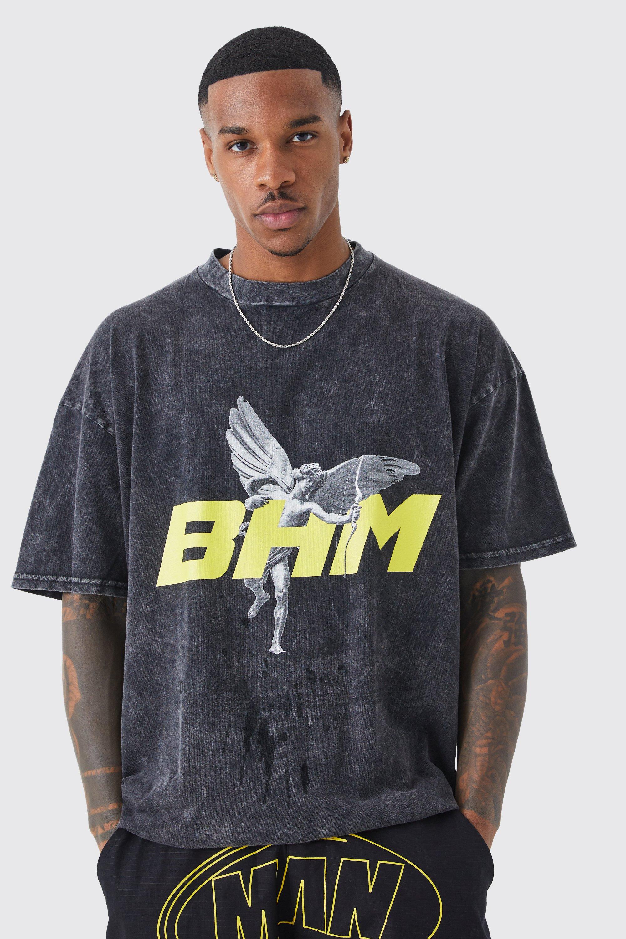 boohooMAN Oversized Boston Varsity T-Shirt - Gray - Size L