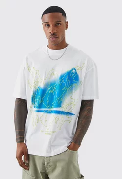 Oversized Graphic Extended Neck T-shirt white