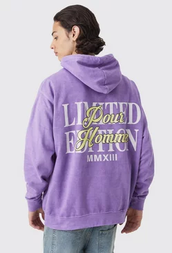 Oversized Wash Limited Edition Graphic Hoodie Purple