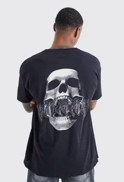 Oversized Homme Skull Graphic T-shirt Black