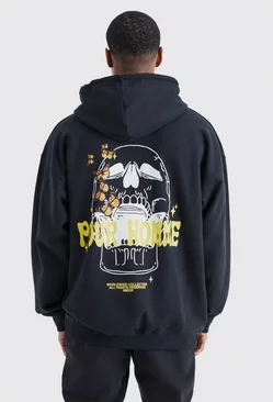 Oversized Pour Homme Skull Graphic Hoodie Black