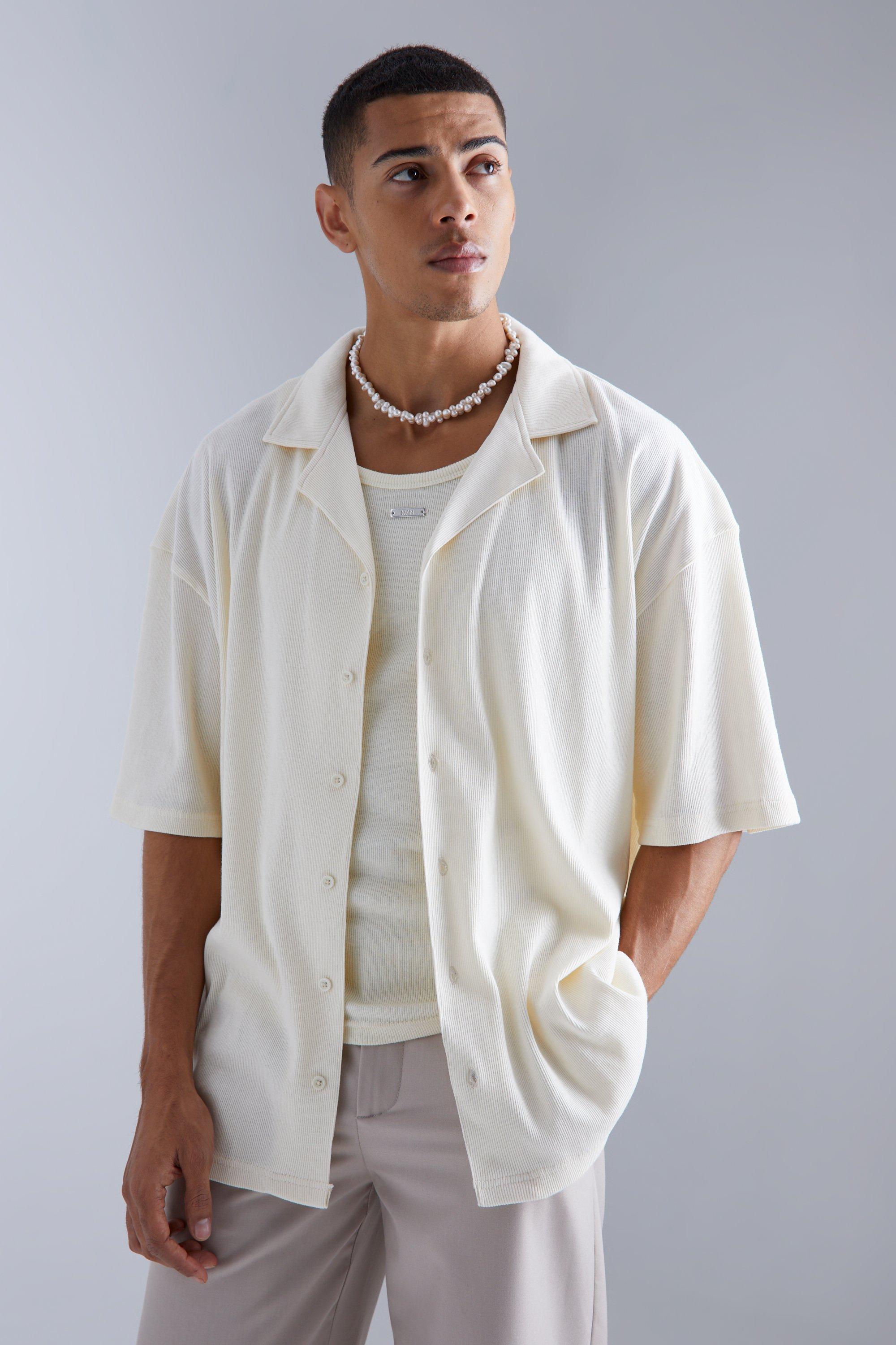 Short Sleeve Oversized Revere Rib Jersey Shirt | boohooMAN USA