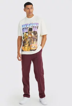 Oversized Space Graphic T-shirt & Sweatpants Set Burgundy