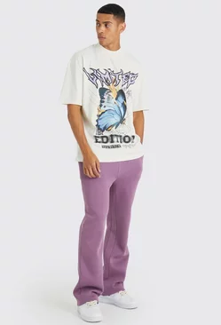 Purple Oversized Butterfly T-shirt & Sweatpants Set