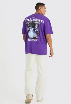 Oversized Unknown Graphic T-shirt & Sweatpants Set Ecru