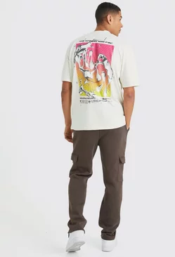 Chocolate Brown Oversized Graphic T-shirt & Sweatpants Set