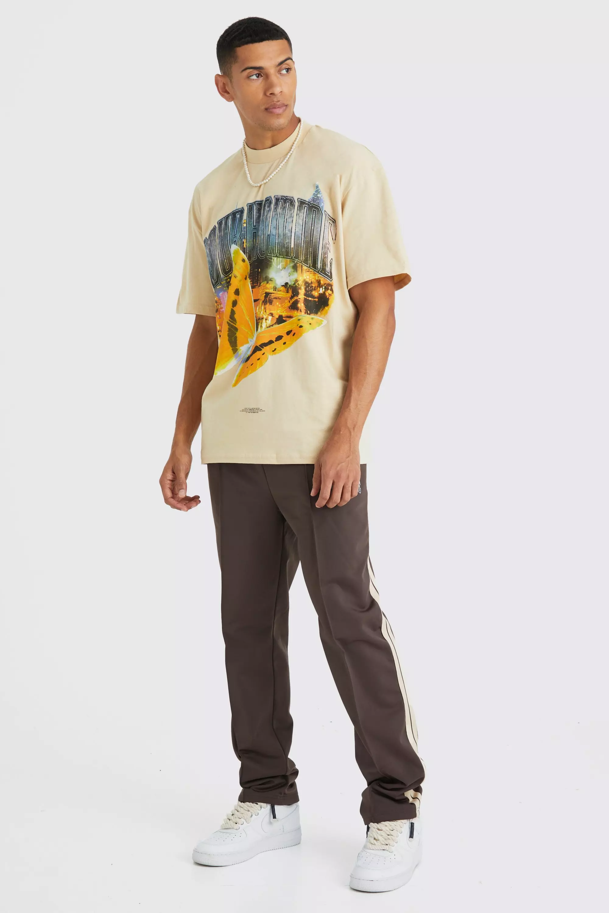 Oversized Graphic T-shirt & Tricot Sweatpants Sand