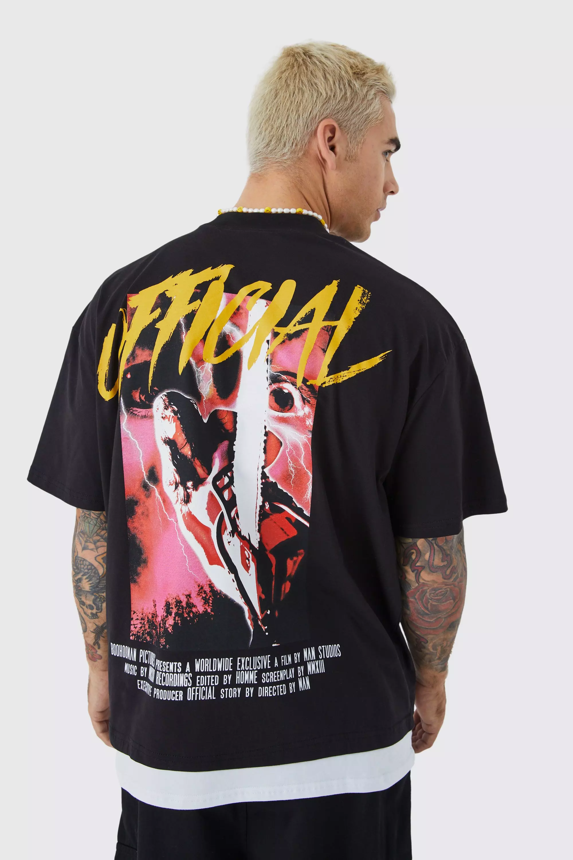 Oversized Official Graphic Faux Layer T-shirt Black