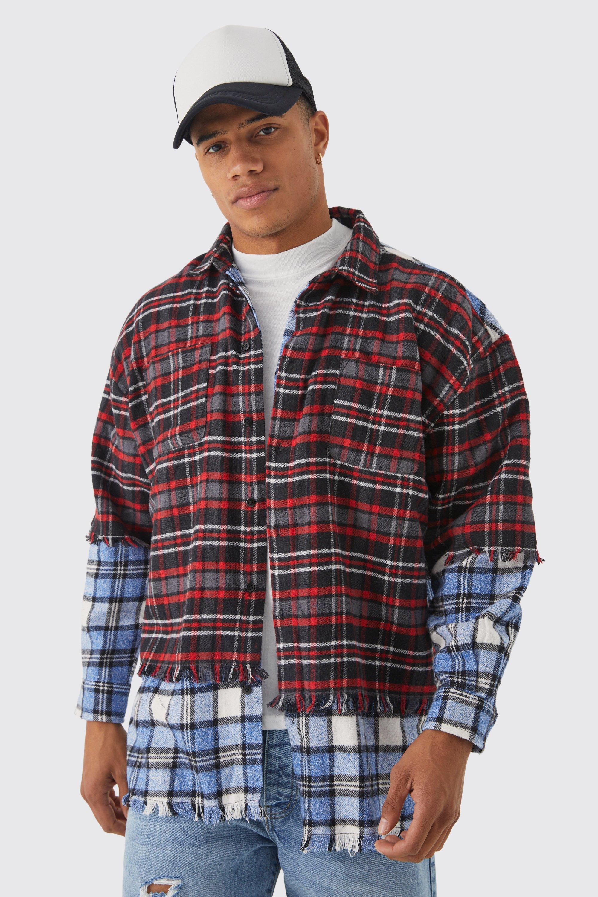 Oversized Faux Layered Flannel Shirt