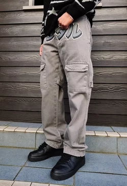 Relaxed Crotch And Leg Print Cargo Pants Slate