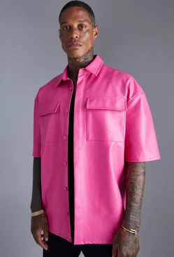 Pu Boxy Oversized Shirt Pink