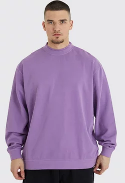 Purple Tall Oversized Heavy Double Neck Sweatshirt