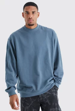 Tall Oversized Heavy Double Neck Sweatshirt slate blue
