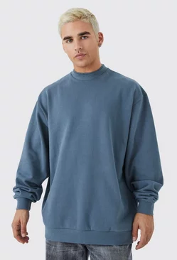 Oversized Heavy Extend Double Neck Sweatshirt slate blue