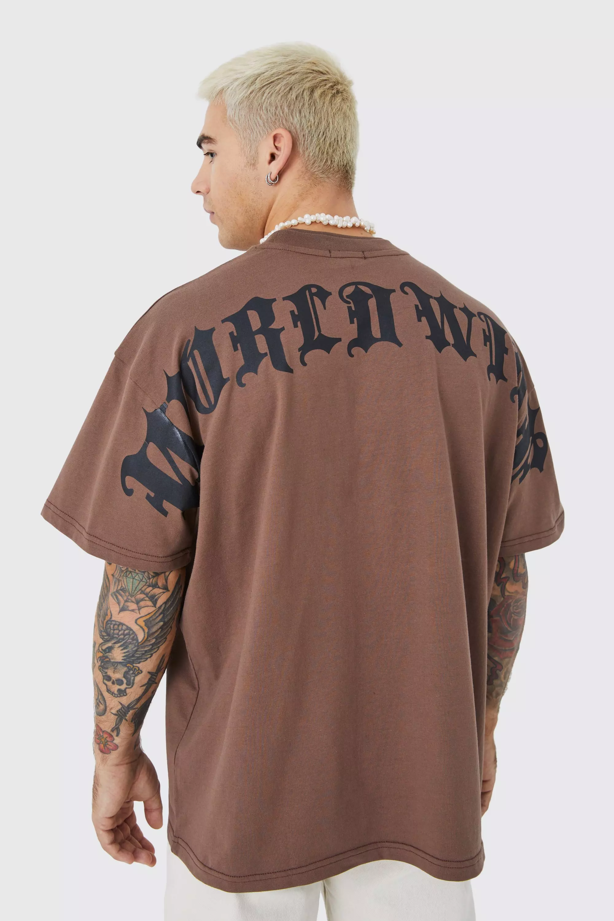Oversize Heavy Large Text T-shirt coffee