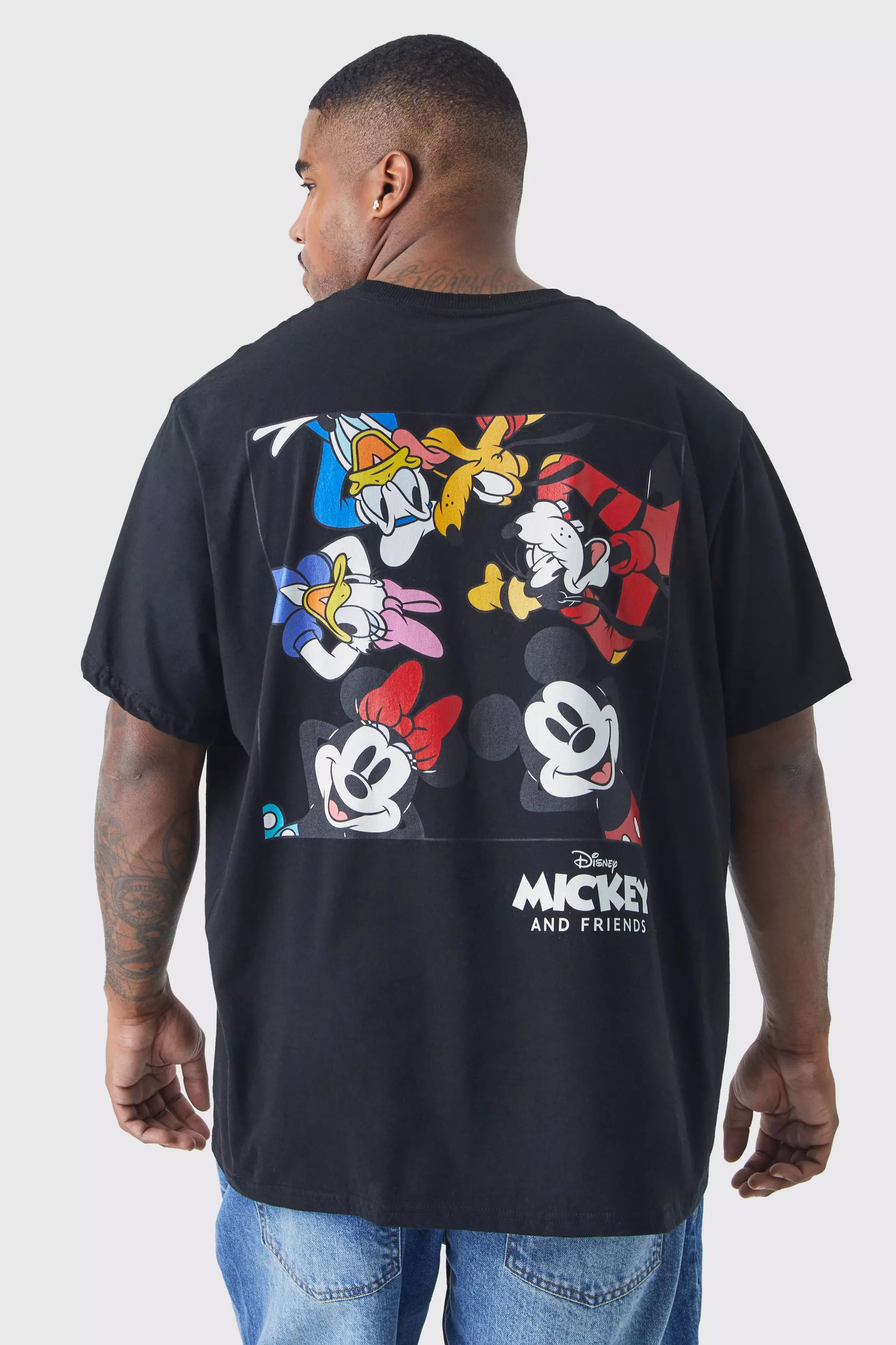 Plus Mickey Mouse License T shirt boohooMAN UK