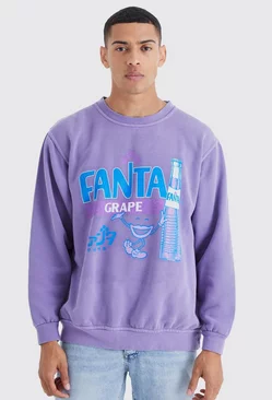 Purple Oversized Fanta Grape Wash License Sweatshirt