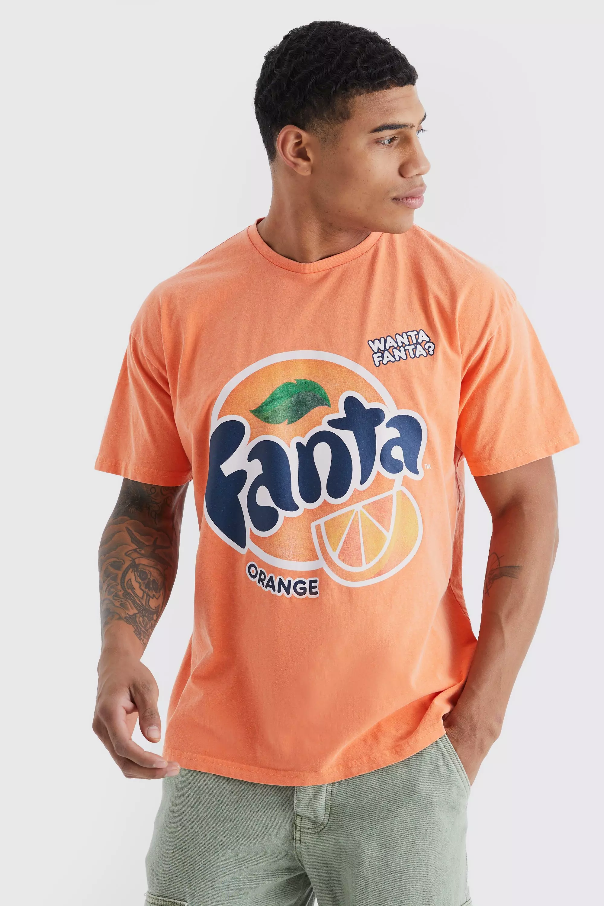 Oversized Fanta Orange Wash License T-shirt Orange