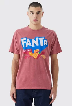 Red Oversized Fanta Fruit Wash License T-shirt