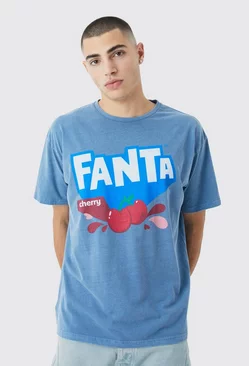 Navy Oversized Fanta Cherry Wash License T-shirt