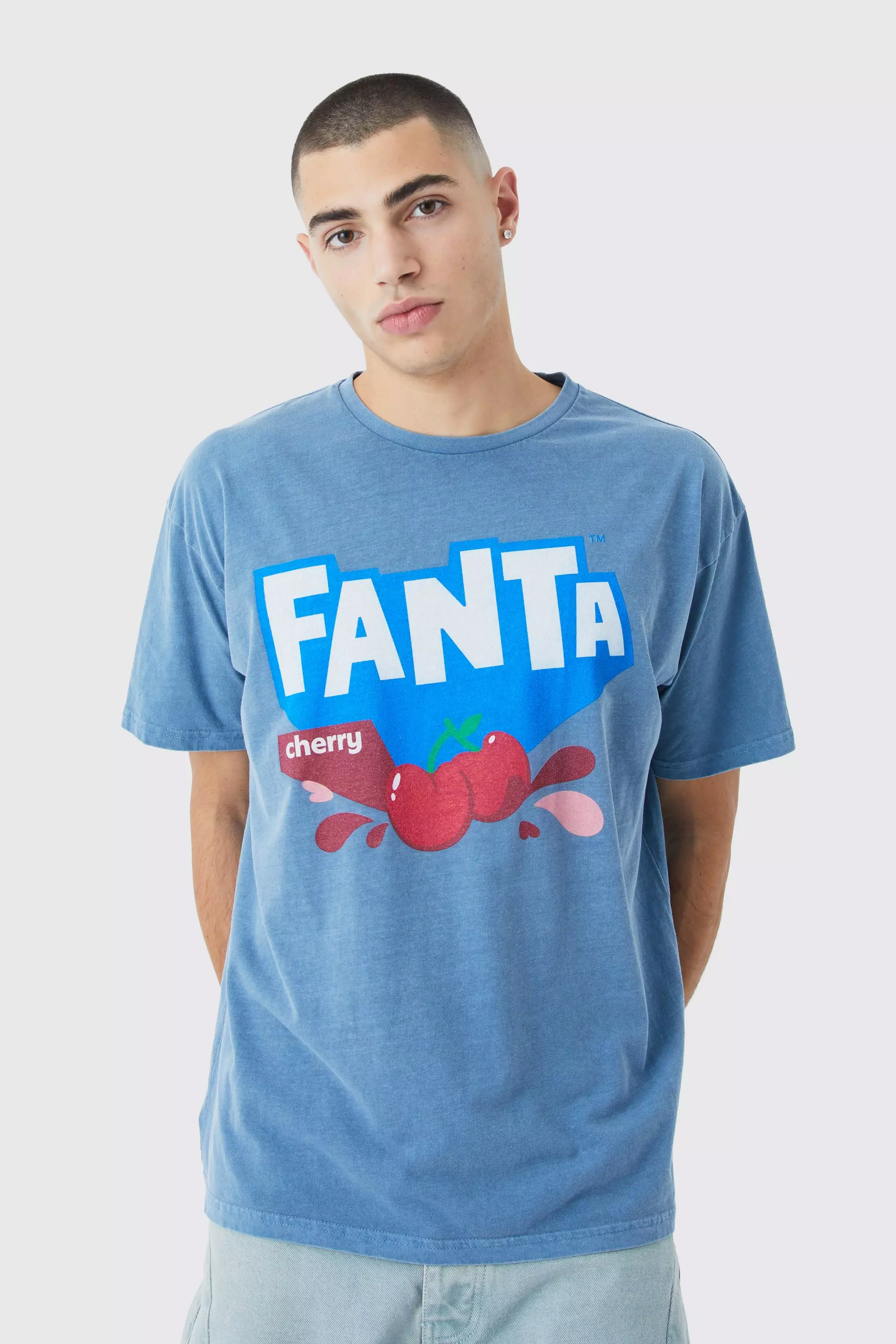 Oversized Fanta Cherry Wash License T-shirt Navy