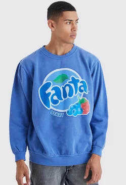 Blue Oversized Fanta Berry Wash License Sweatshirt