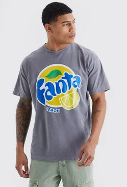 Oversized Fanta Lemon Wash License T-shirt Charcoal
